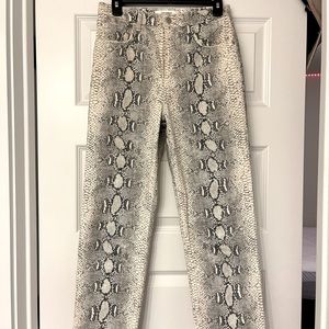 ZARA Snake Printed Straight High Waisted Jeans